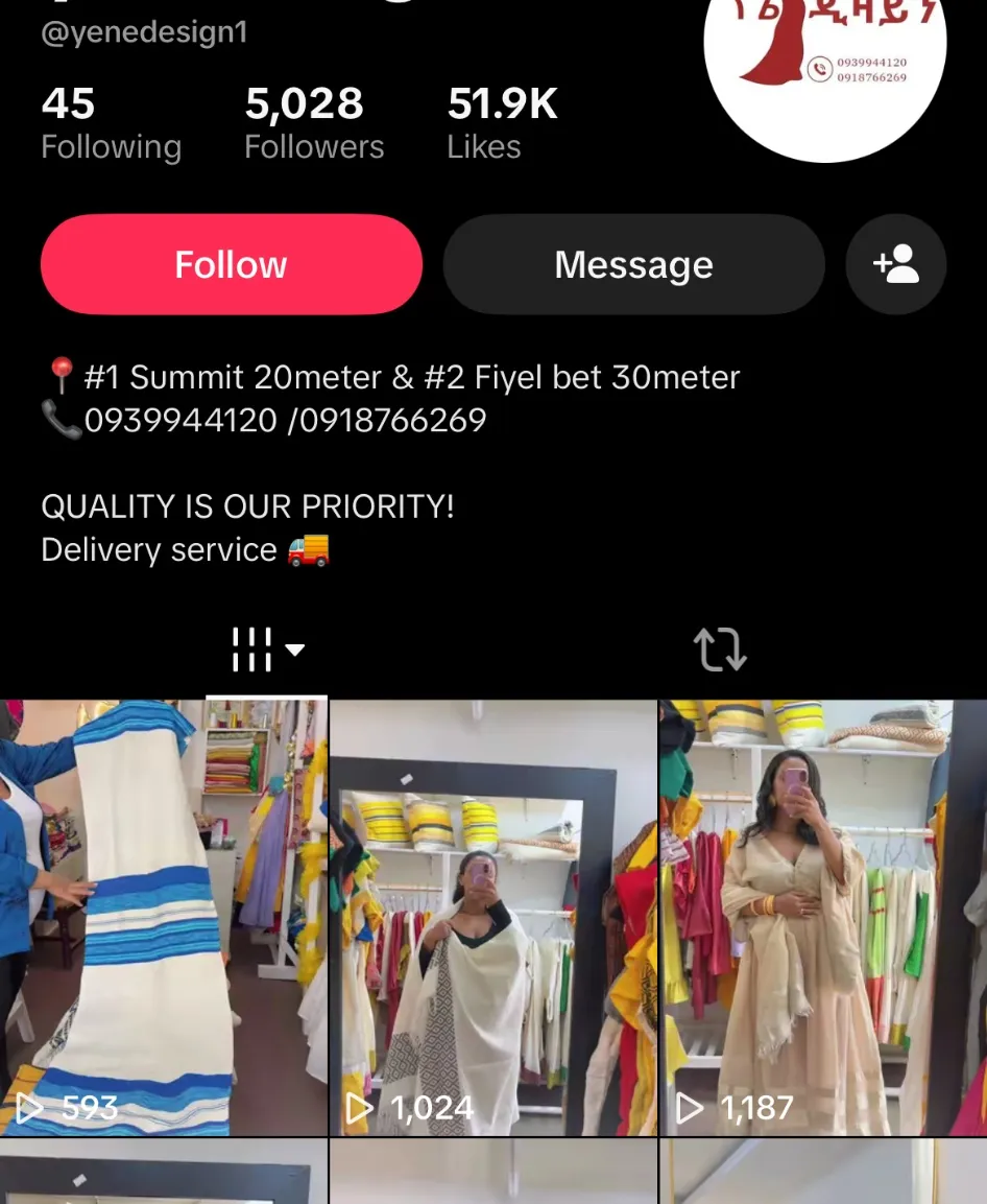The Yenedesign1 TikTok profile, showing 5,028 followers and 51.9K likes.